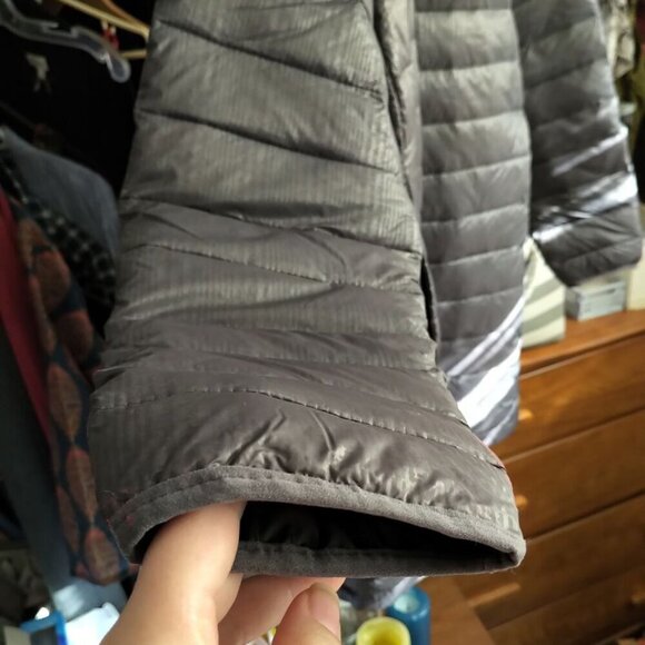 WIND RIVER Mid-length Puffer Parka Light-weight Hooded Jacket Gray Fall Winter - Picture 11 of 16